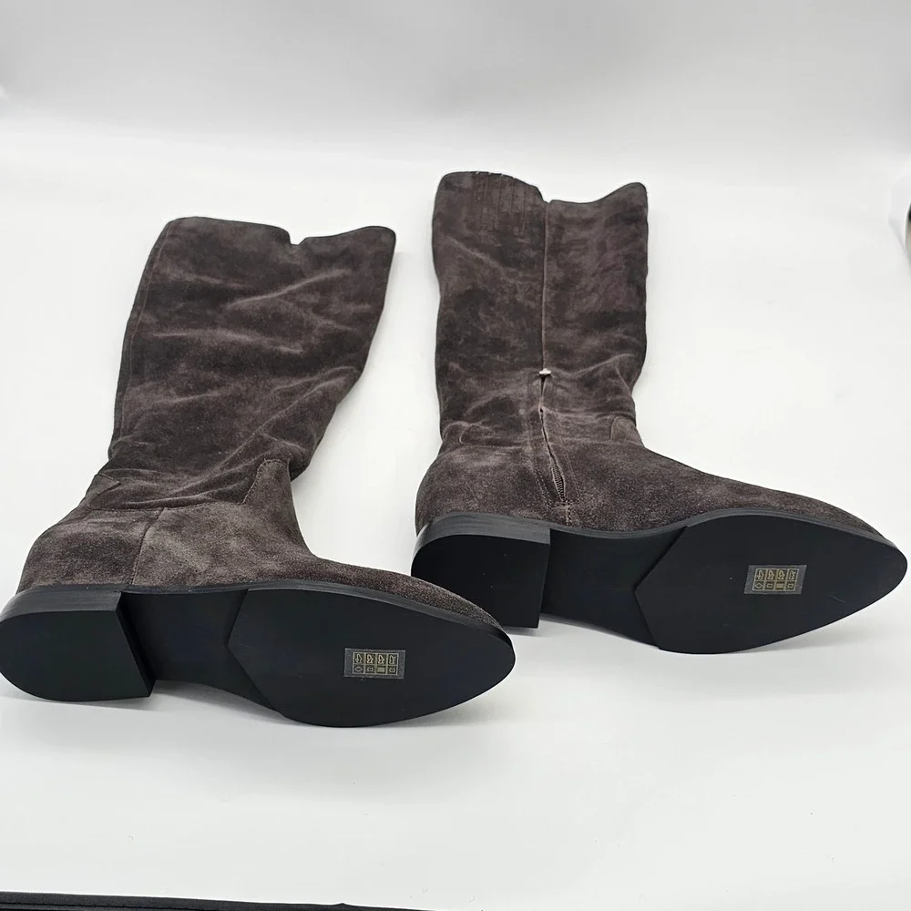 ASH Jocelyn Boots Womens 38 Africa Brown Suede Tall Knee High Hidden Wedge NIB